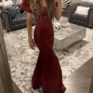 Dark red color Zac Posen gown